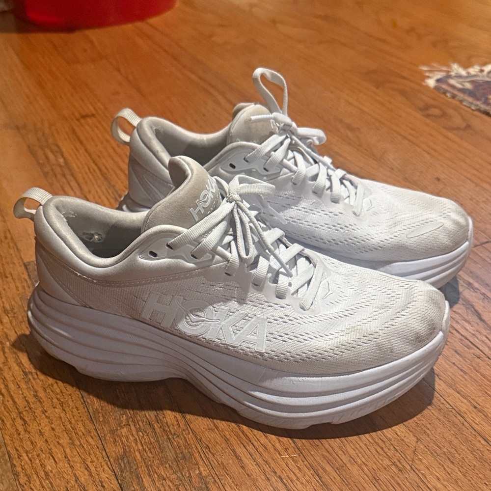 Hoka Bondi White Running Shoes